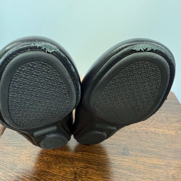 Tory Burch perfect black nappa leather Minnie Travel Ballet w/metal gold logo fl - Picture 10 of 12